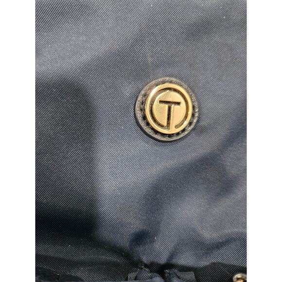 T by Talbots Navy Blue Shoulder Tote Bag Double Pocket Nylon Travel Work Bag - Picture 2 of 7